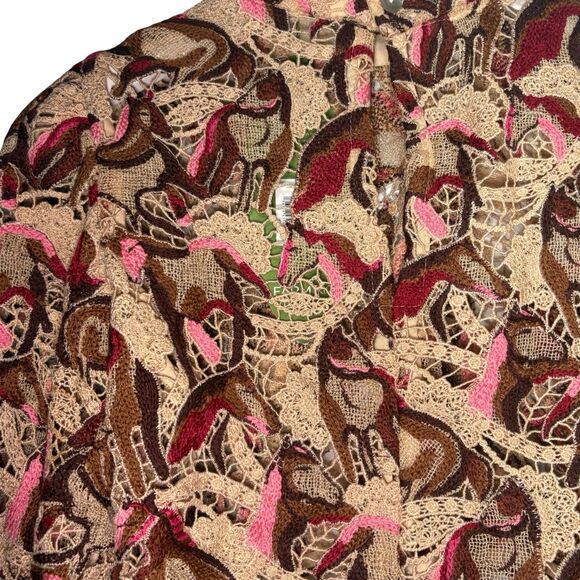 Farm Rio NWT Embroidered Horses Guipure-Lace Blouse - Picture 14 of 15